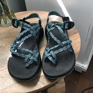 Blue and black women’s Chaco’s